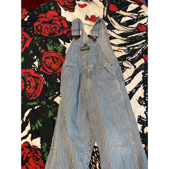 OshKosh B'gosh Other - OshKosh B'gosh Kids Blue White Pinstripe Denim Overalls Bib Pants Size 4T